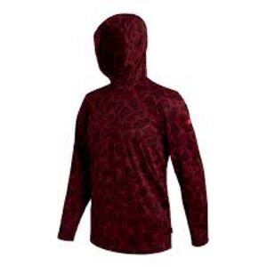 Florence Marine X Airtex Long Sleeve Hooded Shirt Heather Maroon Camo Medium